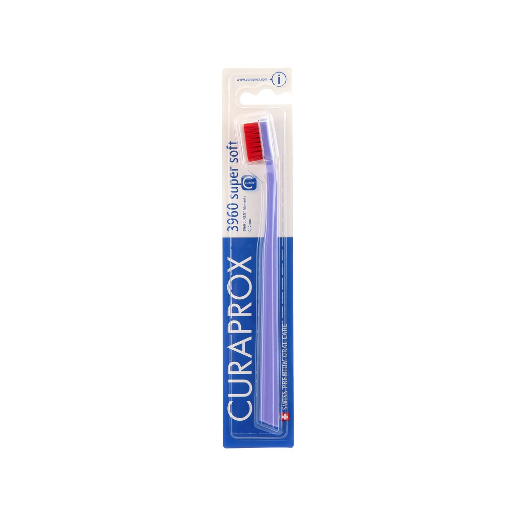 Зубна щітка Curaprox CS 3960 Super Soft Суперм'яка D 0.12 мм Фіолетова з червоною щетиною (CS 3960-17) - зображення 1