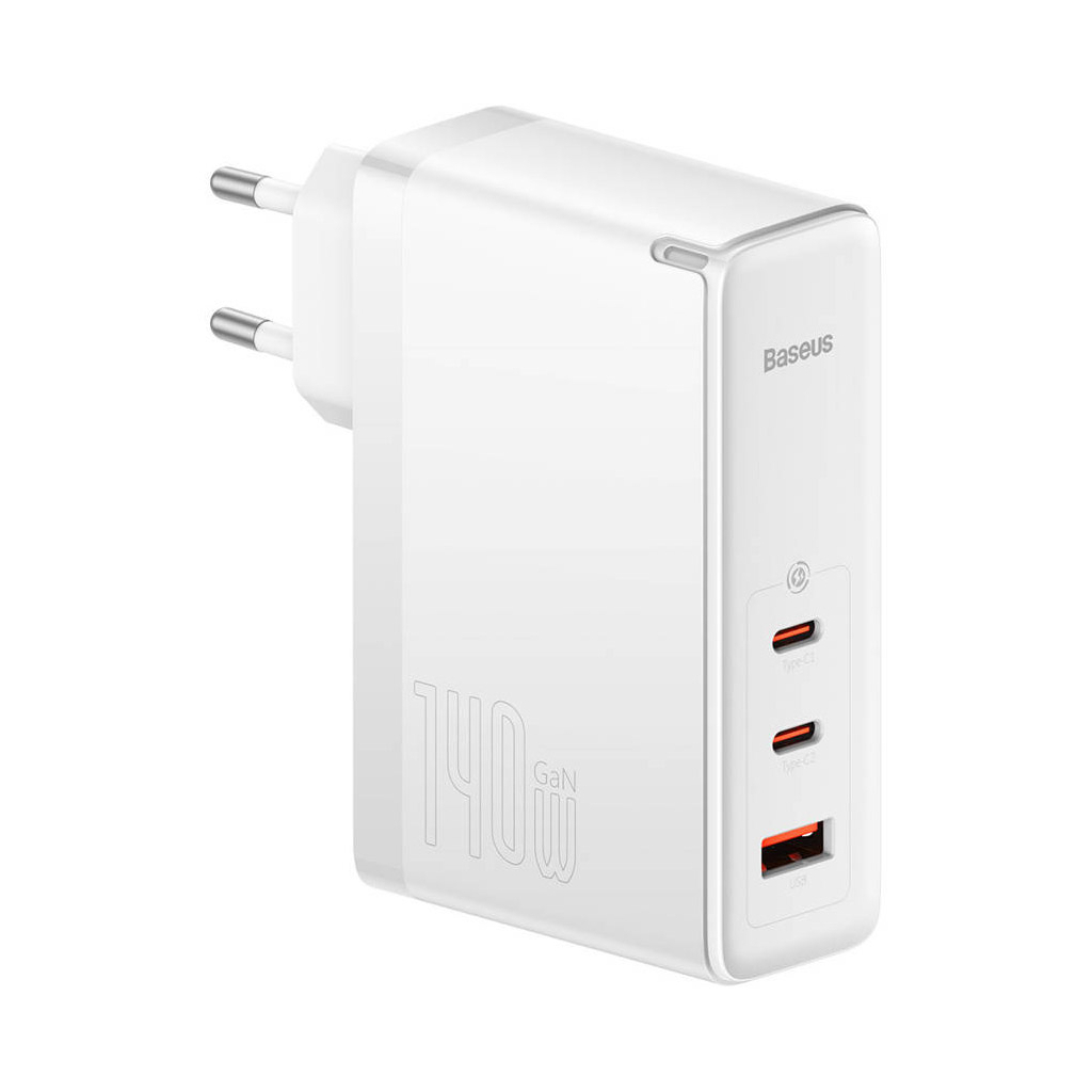 Зарядний пристрій Baseus GaN5 Pro Fast Charger 2C+U 140W + Cable 1.0m Type-C 240W white (CCGP100202) - изображение 1
