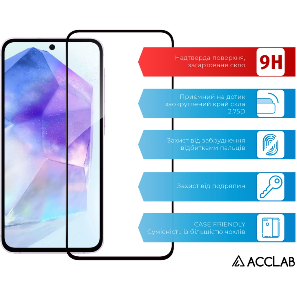 Скло захисне ACCLAB Full Glue Samsung A55 Black (1283126588839) - зображення 3