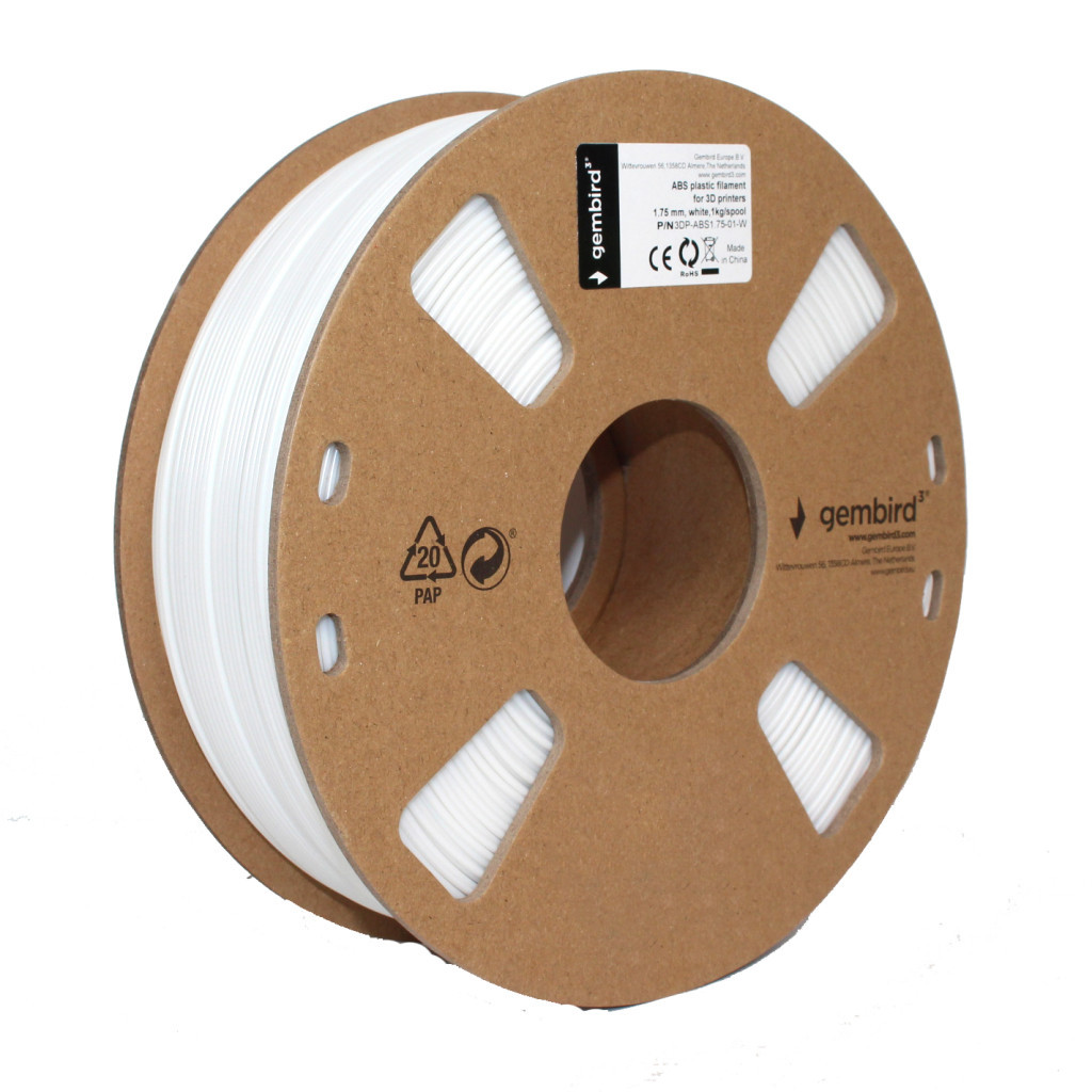 Пластик для 3D-принтера Gembird ABS, 1.75 мм, 1kg, white (3DP-ABS1.75-01-W) - зображення 2