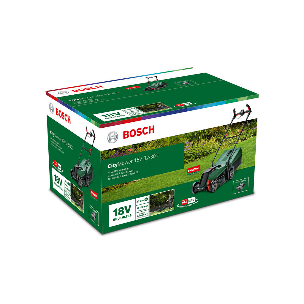 Газонокосарка Bosch CityMower 18V-32-300 18V, 4Ah, 34см, 31л, 30-60мм 9.4кг (0.600.8B9.A07) - зображення 3