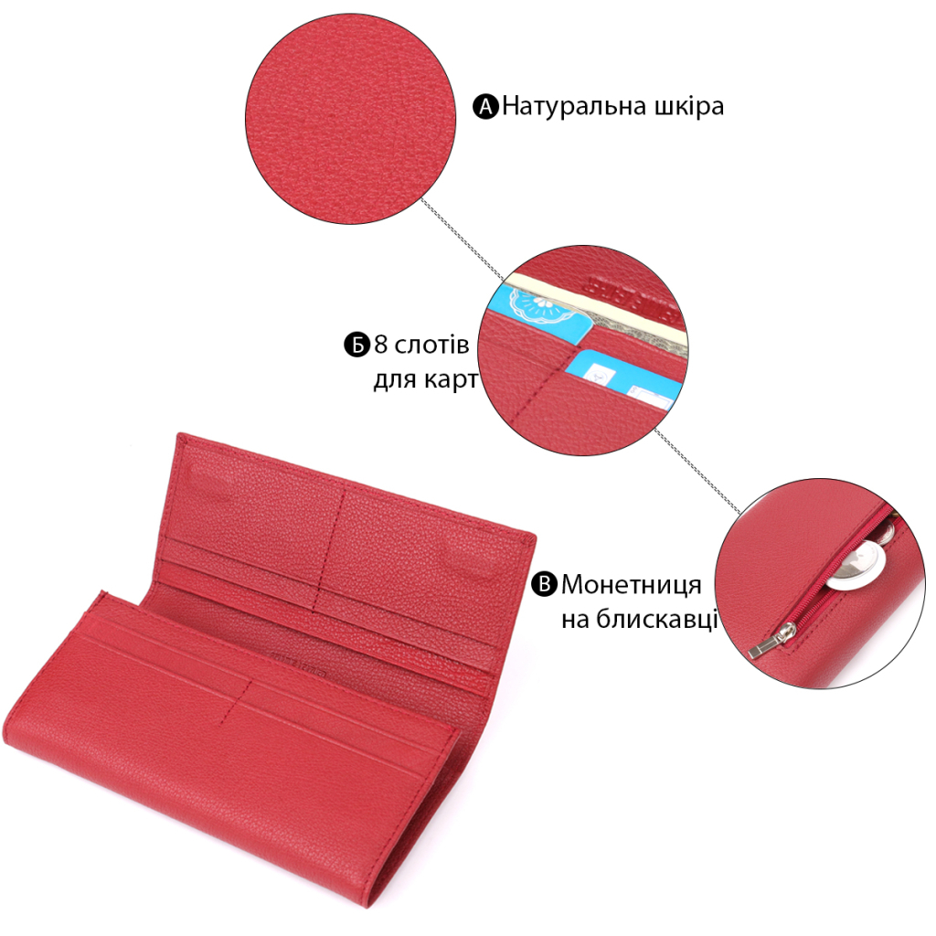 Гаманець ST Leather З натуральної шкіри Червоний (23096) - зображення 4