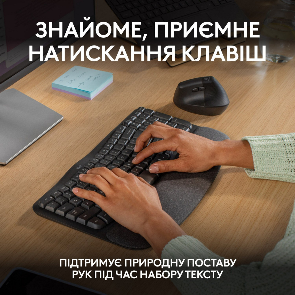 Клавіатура Logitech Wave Keys For Business Bluetooth/Wireless UA Black (920-012334) - зображення 7