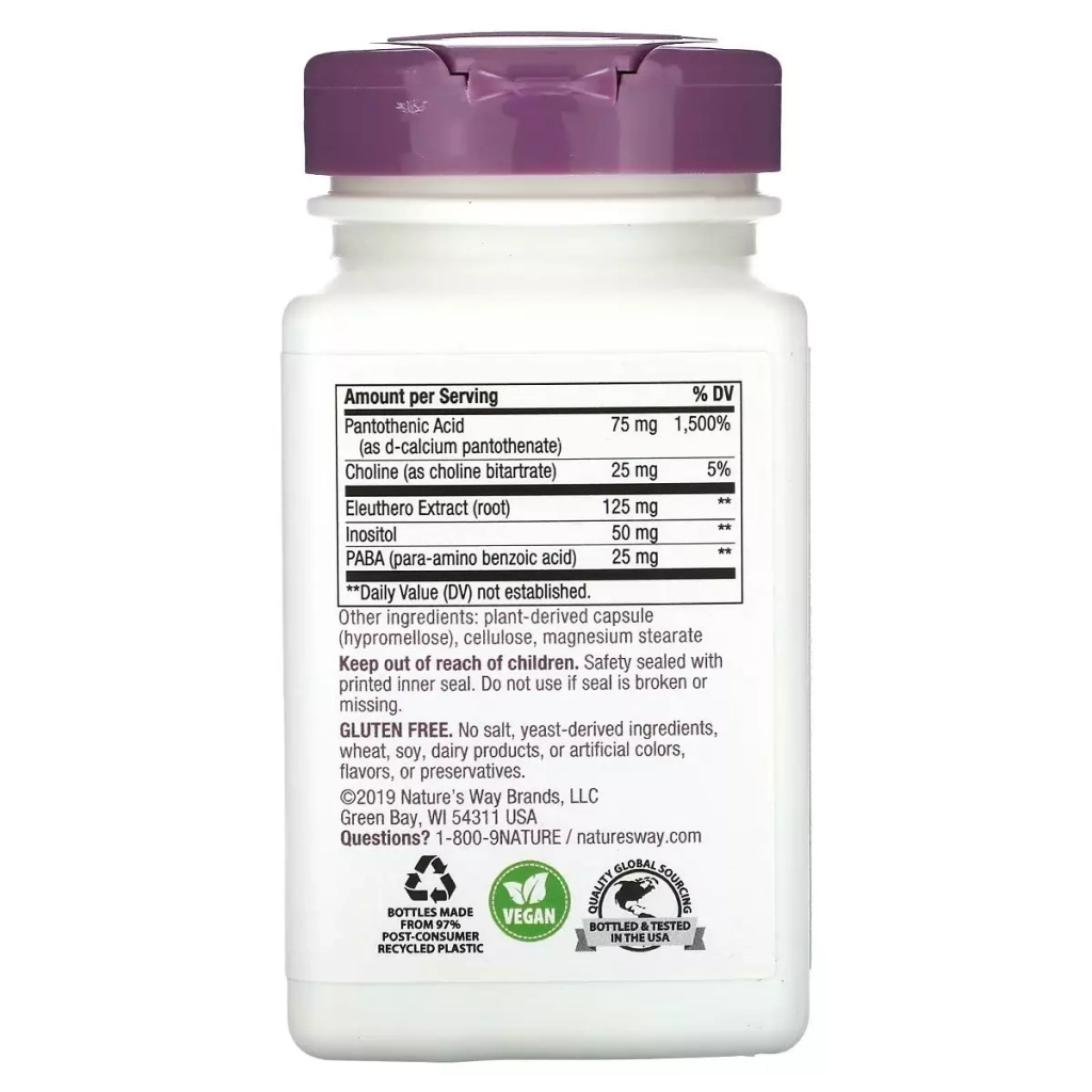 Вітамін Nature's Way Стрес формула В-Комплекс, преміум-суміш, B-Stress Formula, 100 (NWY-40631) - зображення 3