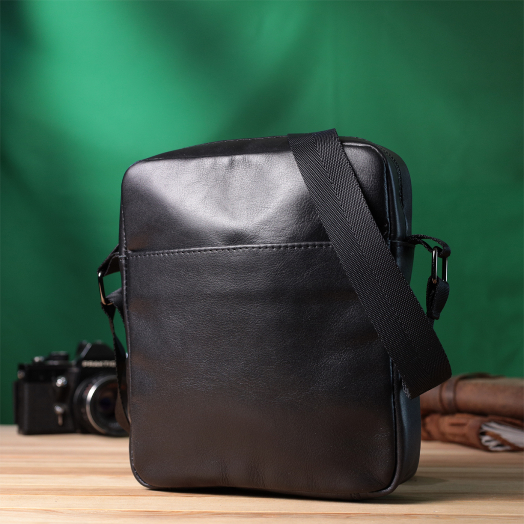 Сумка Shvigel Через плече з натуральної шкіри Чорна (22849) - зображення 9