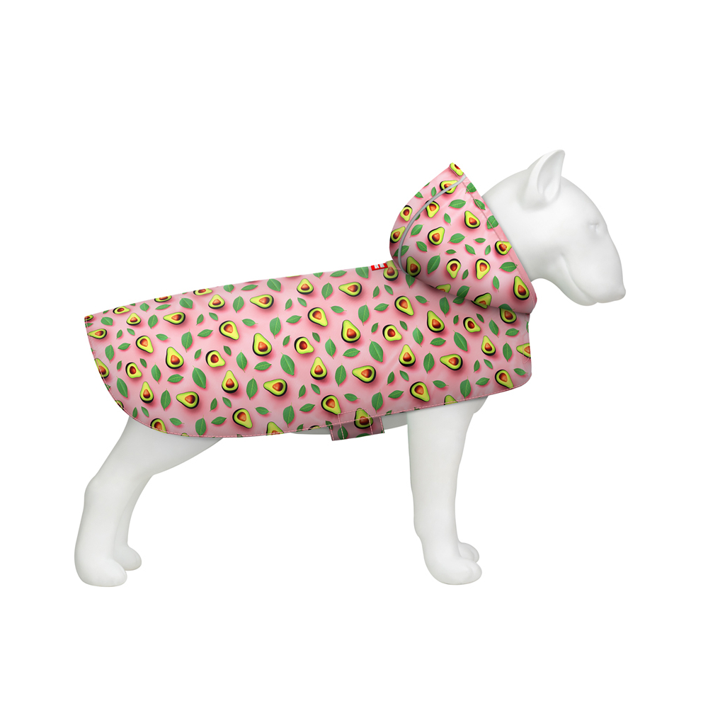 Дощовик для тварин WAUDOG Clothes Накидка з капюшоном Авокадо на рожевому XS (355-4051) - зображення 1