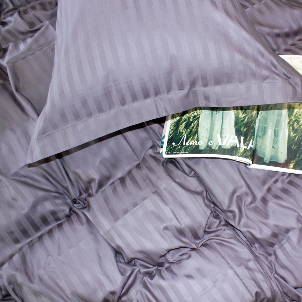 Постільна білизна MirSon Satin Stripe 30-0011 Gray 160х220 Сімейна (2200005251591) - зображення 7