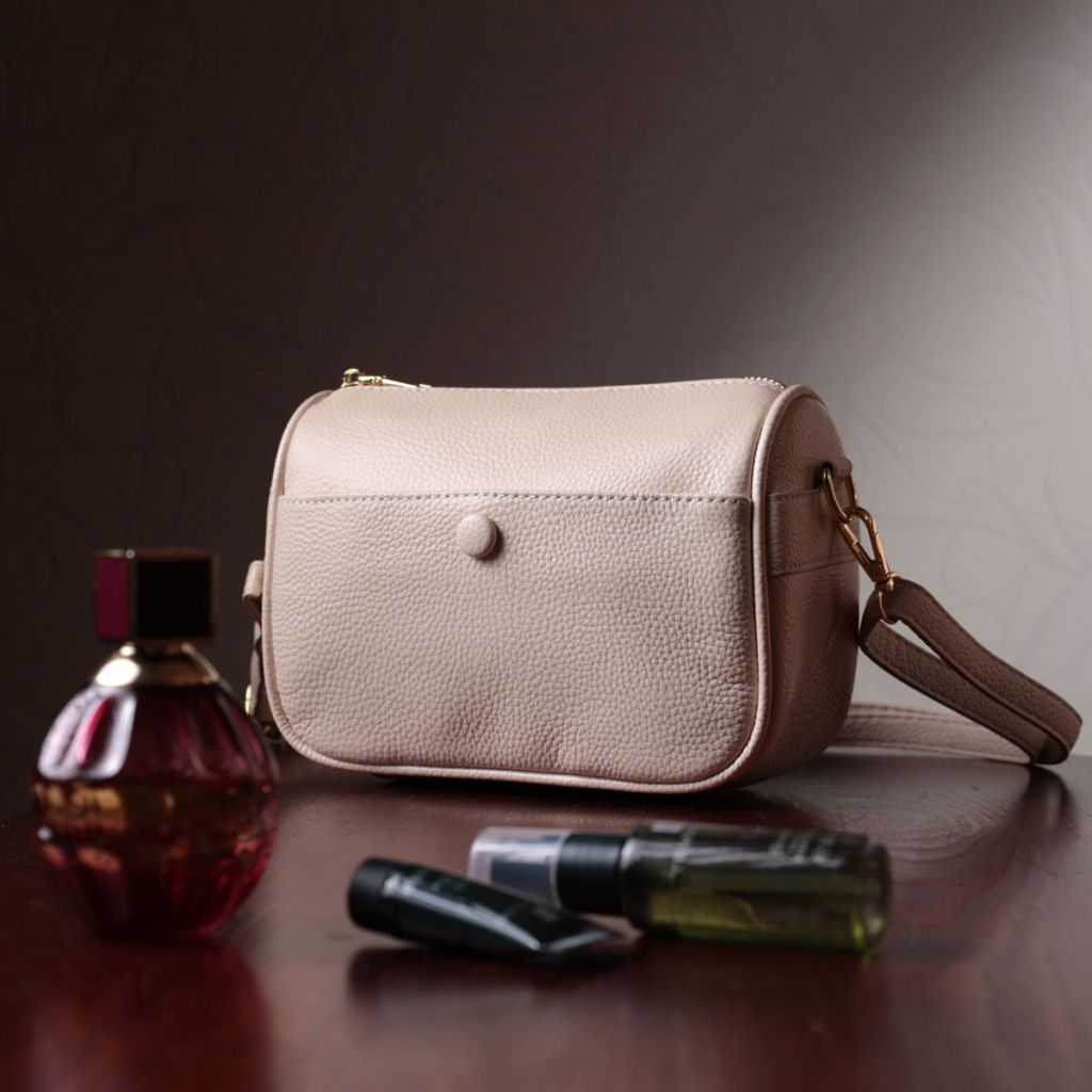 Сумка Vintage Компактна крос-боді жіноча з натуральної шкіри Біла (22591) - зображення 11