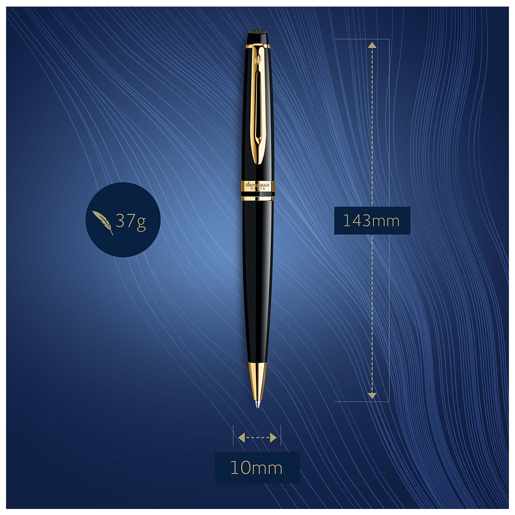 Ручка кулькова Waterman EXPERT Black GT  BP + чохол + подар.упаковка GIFT24 (20 021b24) - изображение 5