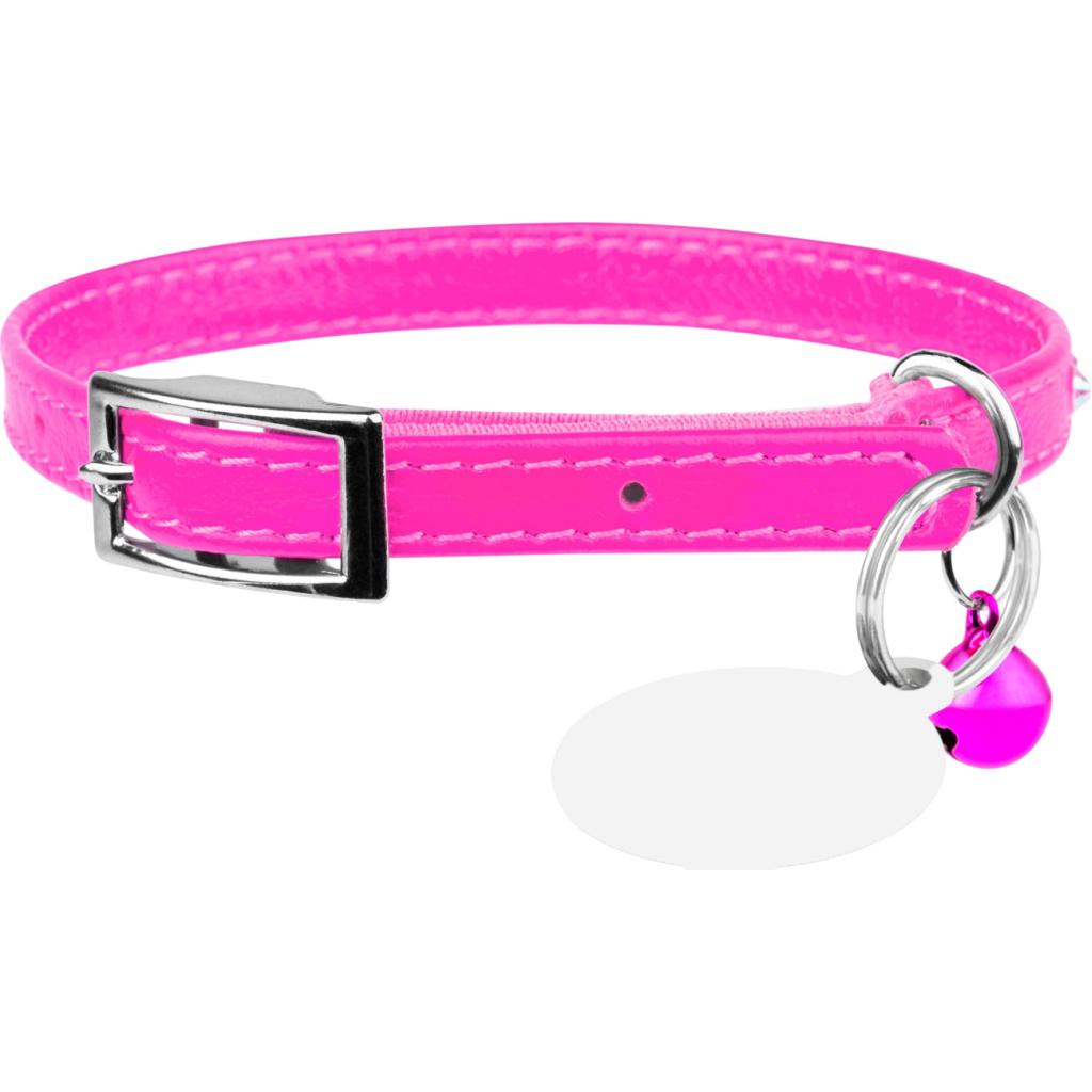 Нашийник для тварин WAUDOG GLAMOUR з резинкою і стразами для кішок (рожевий) (32547) - зображення 1