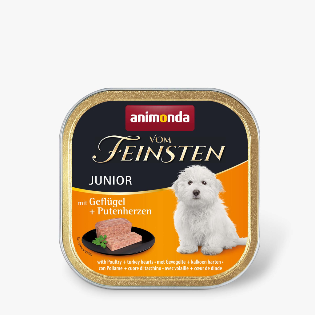 Консерви для собак Animonda Vom Feinsten Junior with Poultry + Turkey hearts 150 г (4017721826211) - зображення 1