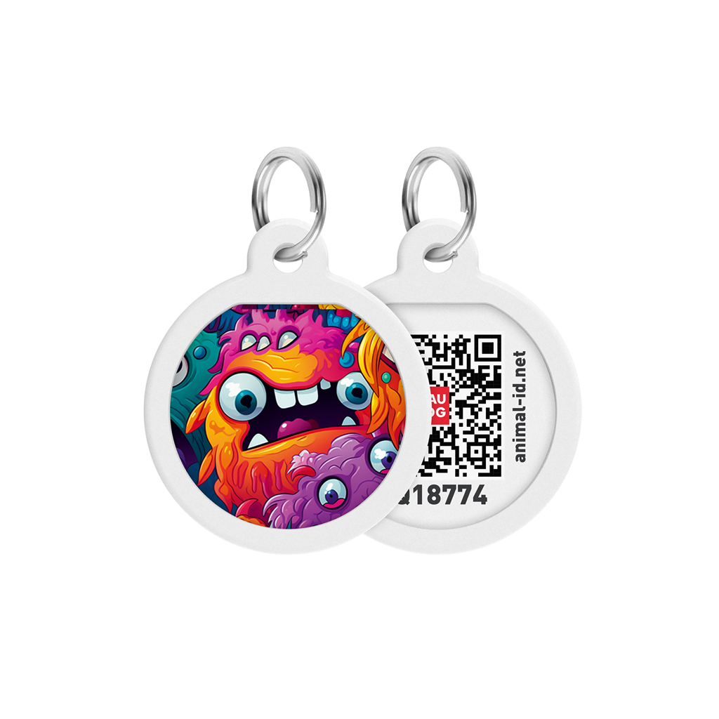 Адресник для тварин WAUDOG Smart ID з QR паспортом "Зубасті монстри", коло 25 мм (225-4048) - зображення 1