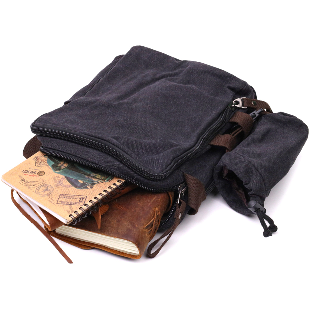 Сумка Vintage Текстильна з чохлом для води Чорна (22208) - зображення 9