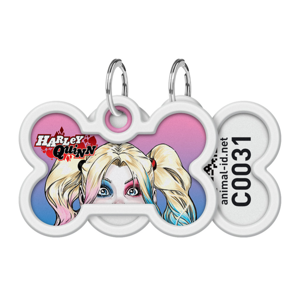 Адресник для тварин WAUDOG Smart ID з QR паспортом "Харлі Квінн" кістка 40х28 мм (0640-1001) - зображення 1