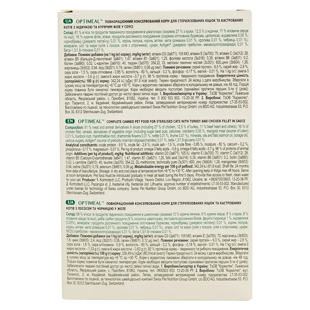 Вологий корм для кішок Optimeal для стерилізованих та кастрованих котів №6 3+1 340 г (4820269140820) - зображення 5