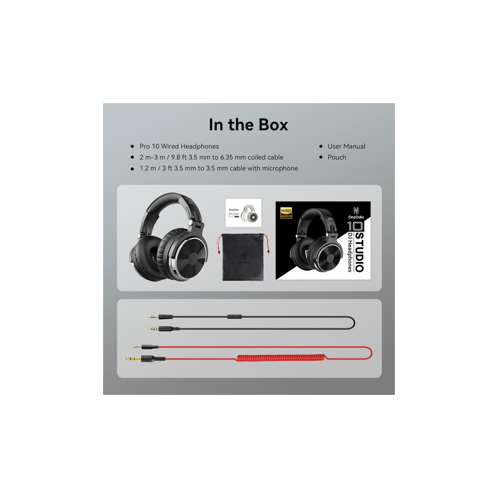 Навушники OneOdio Pro 10 3,5мм/6,35мм Black (Pro 10 Black) - зображення 3