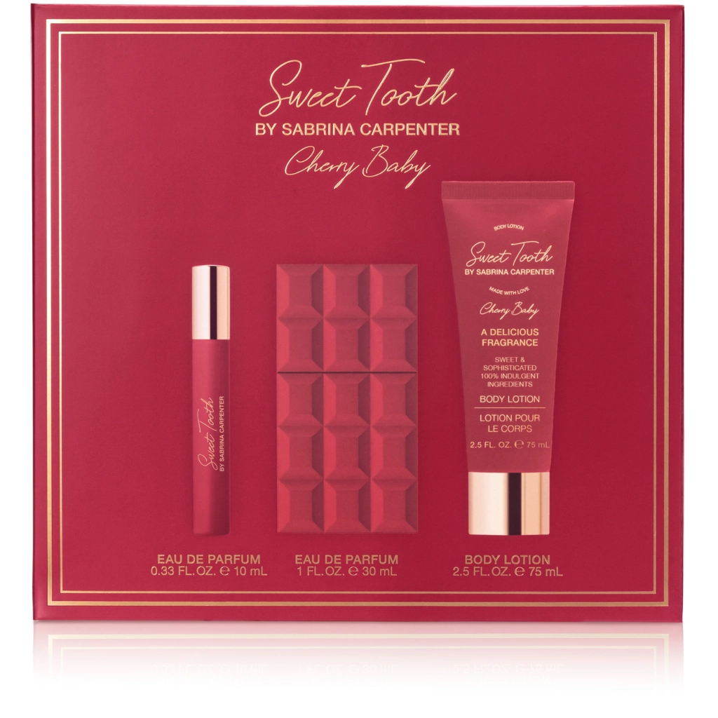 Набір косметики Sabrina Carpenter Cherry Baby Парфумована вода 30 мл + Мініатюра 10 мл + Лосьйон для тіла 75 мл (810023679806) - picture 1