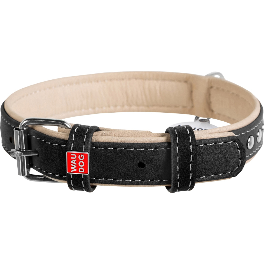 Нашийник для тварин WAUDOG Soft з QR паспортом, металеві прикраси S Ш 20 мм Д 30-39 см (7196) - изображение 1