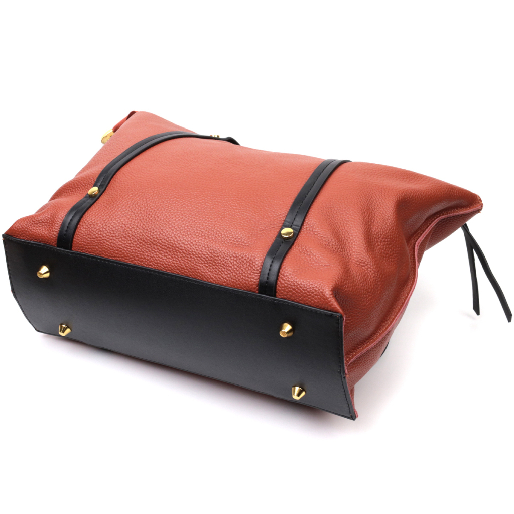 Сумка Vintage Містка двоколірна Жіноча з натуральної шкіри Коричнева (22301) - зображення 5