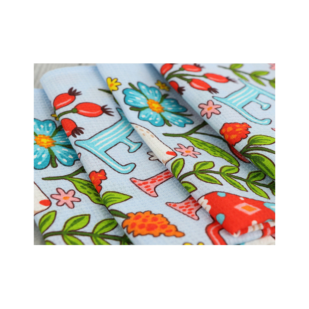 Рушник Руно Набір вафельних Великодні Зайчики з писанкою блакитний 45х60 см 3 шт (710Т_ Великодні Зайчики з писанкою блакитний) - зображення 4