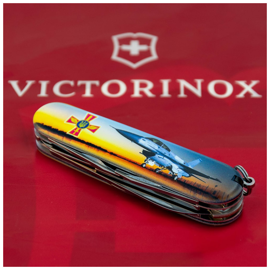 Ніж Victorinox Climber Army Чорний Літак + Емблема ПС ЗСУ (1.3703.3_W3040p) - зображення 3