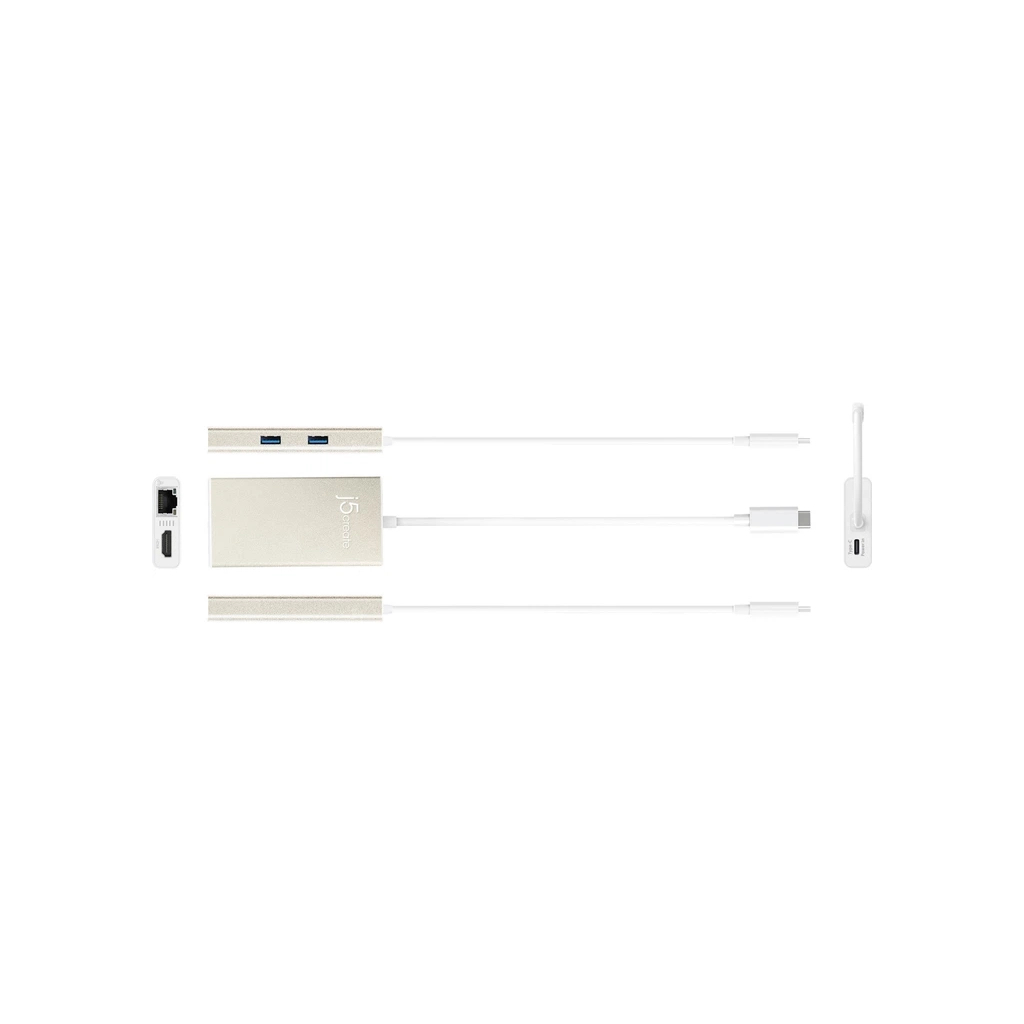 Концентратор J5create USB-C 5-in-1 2xUSB 3.0 + HDMI 4K + USB-C PD + RJ45 1000Mbps gray (JCA374-N) - зображення 3