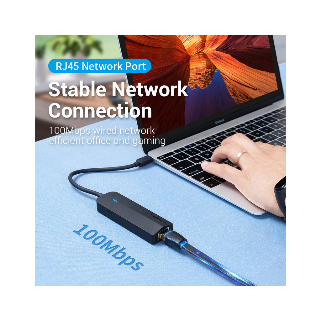 Концентратор Vention USB 3.1 Type-C to 3xUSB 2.0+MicroUSB+RJ45 100M Ethernet black (TGOBB) - зображення 7