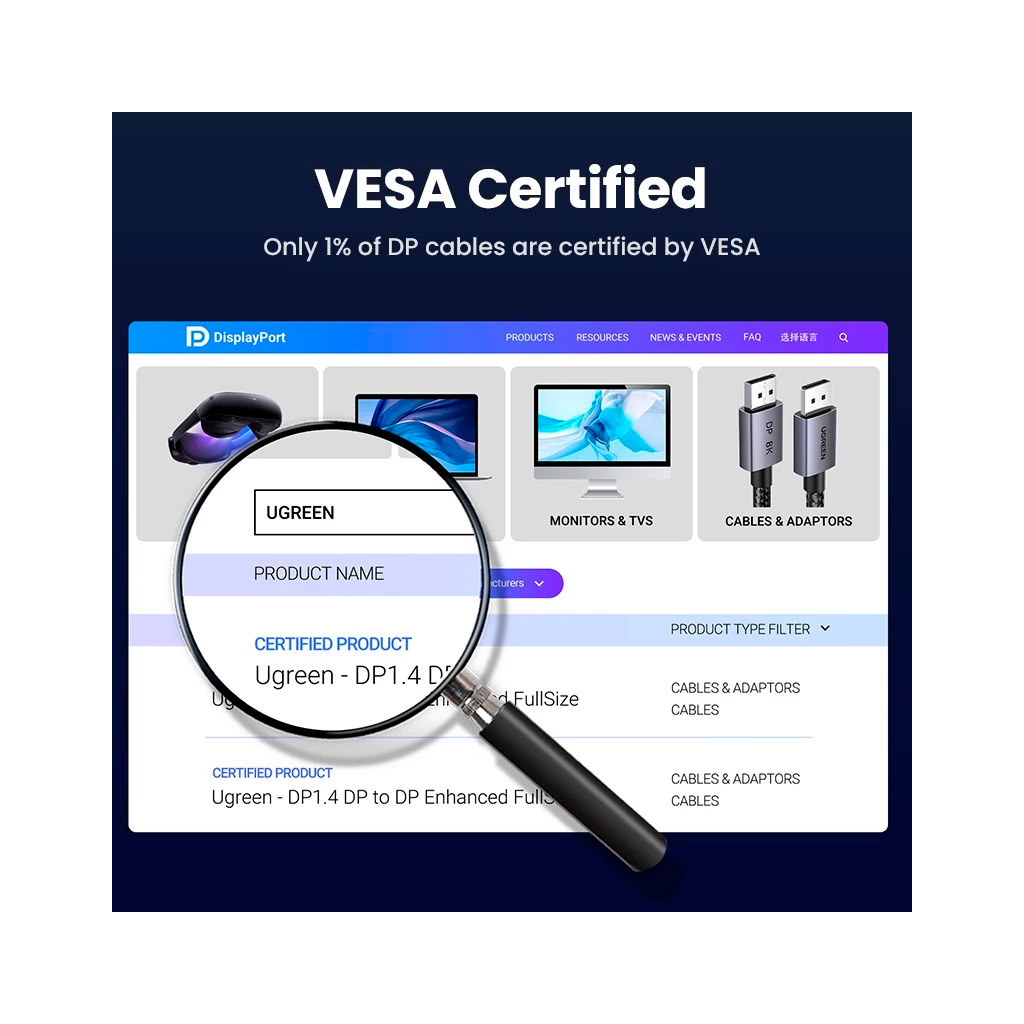 Кабель мультимедійний DisplayPort M to DisplayPort M 1.0m V1.4 8K60Hz DP120 black Ugreen (25903) - picture 8