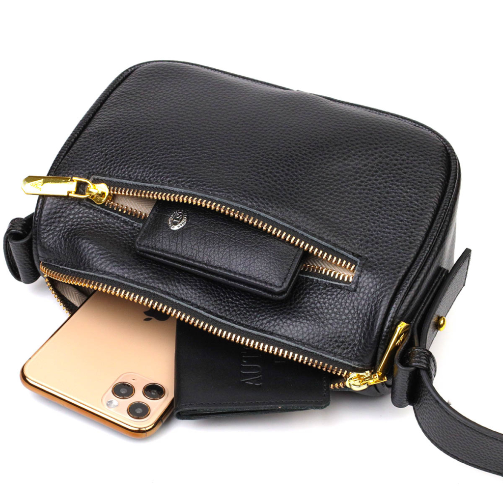 Сумка Vintage На плече крос-боді з натуральної шкіри Чорна (22127) - зображення 8