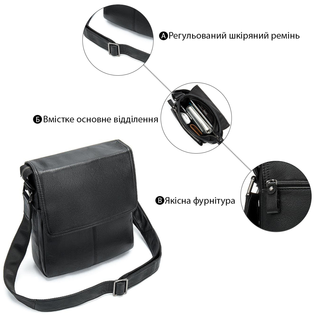 Сумка Vintage Шкіряна Чорна (20015) - зображення 4