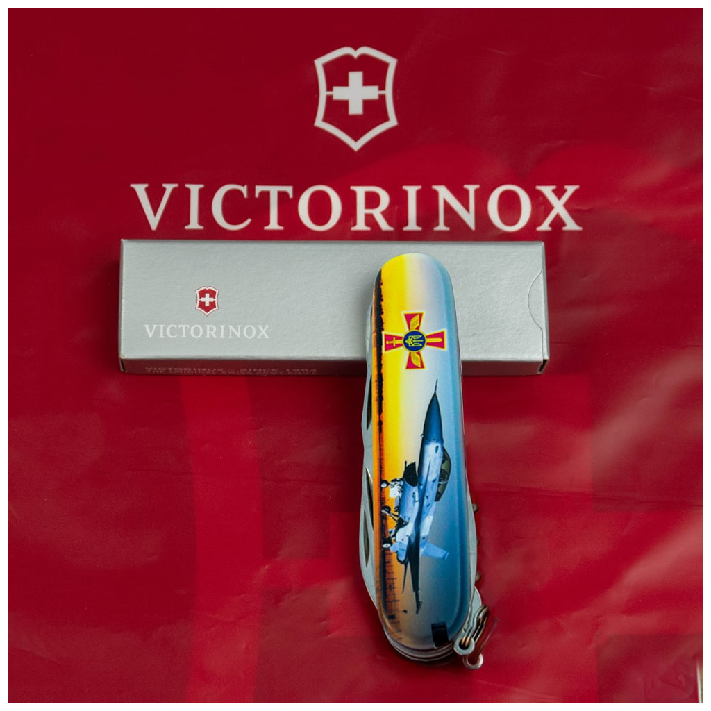 Ніж Victorinox Climber Army Чорний Літак + Емблема ПС ЗСУ (1.3703.3_W3040p) - зображення 12