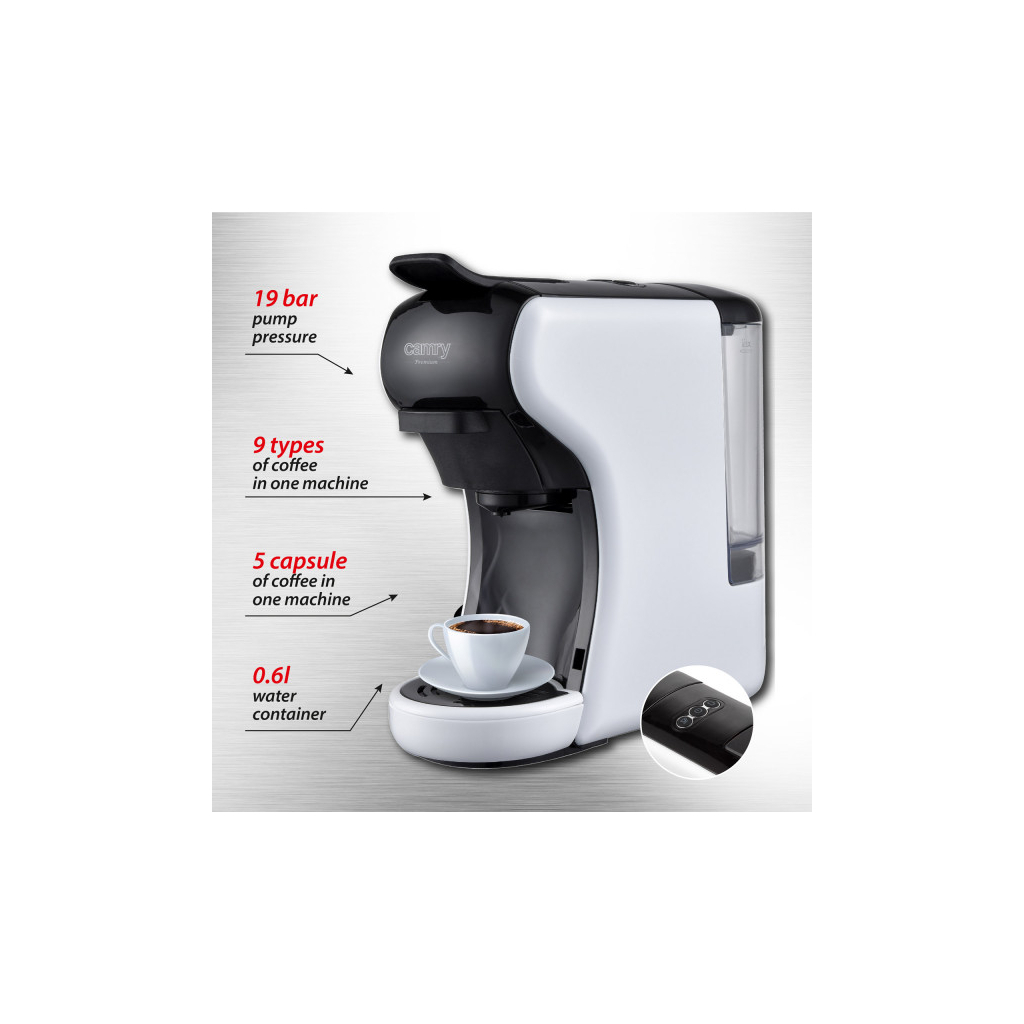 Капсульна кавоварка Camry CR 4414 white - зображення 13