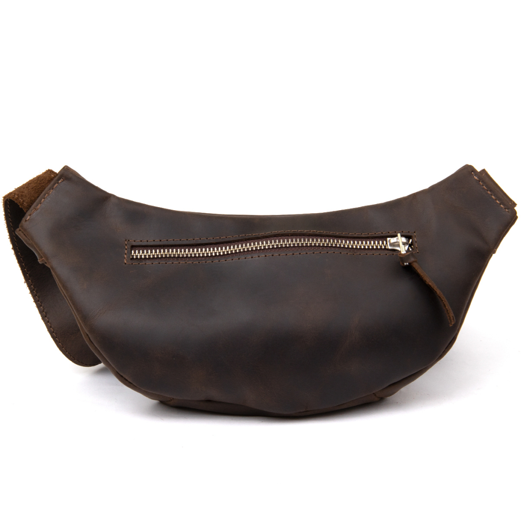 Сумка Grande Pelle Бананка у вінтажній шкірі Коричнева (11154) - зображення 2