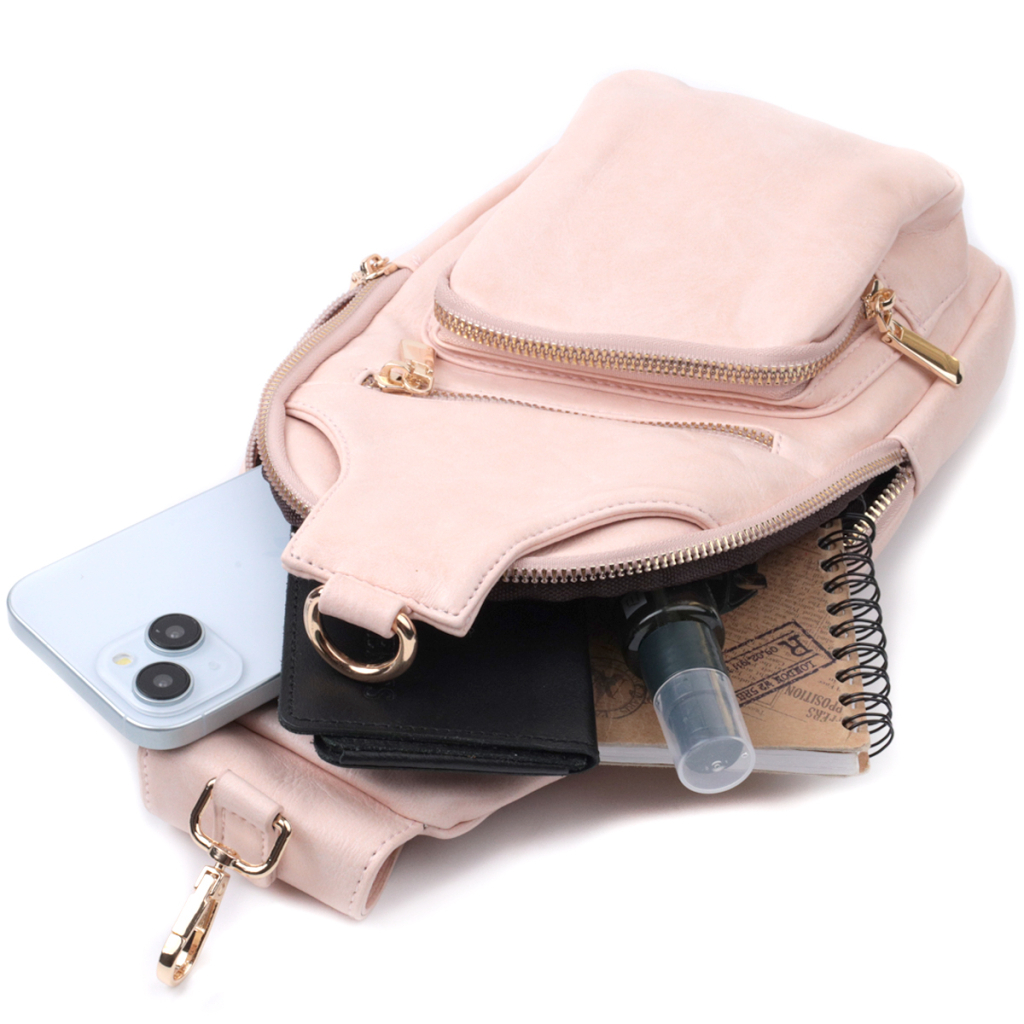 Сумка Vintage Жіноча слінг через плече з екошкіри Рожева (22750) - зображення 8