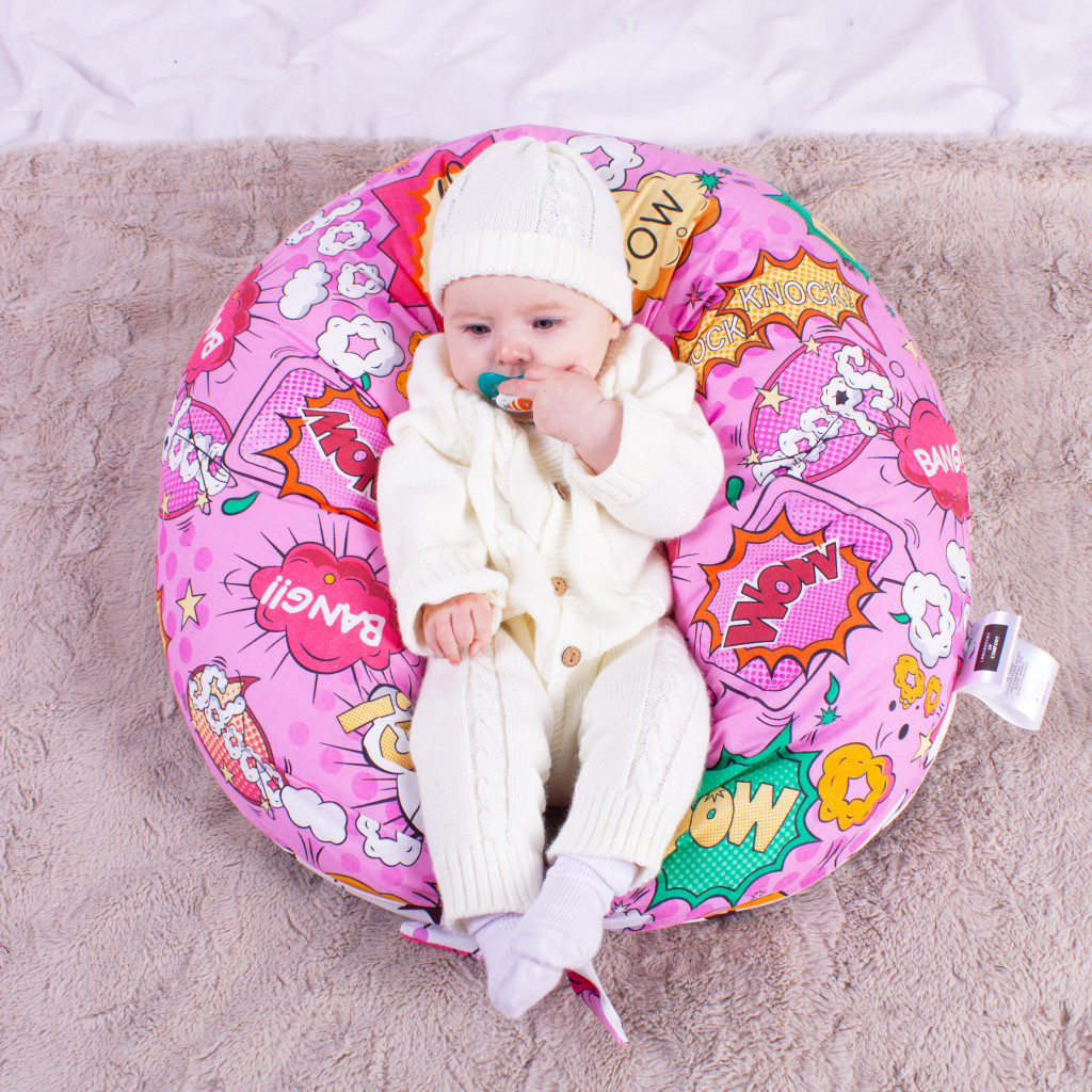 Подушка MirSon для вагітних та годування №8324 Print Line 17-0512 Bombs pink Бязь 30х170х20 см (2200006200499) - изображение 1