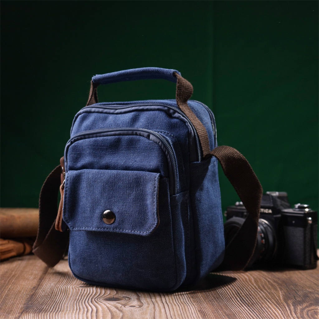 Сумка Vintage Невелика чоловіча з текстилю Синя (22221) - зображення 9