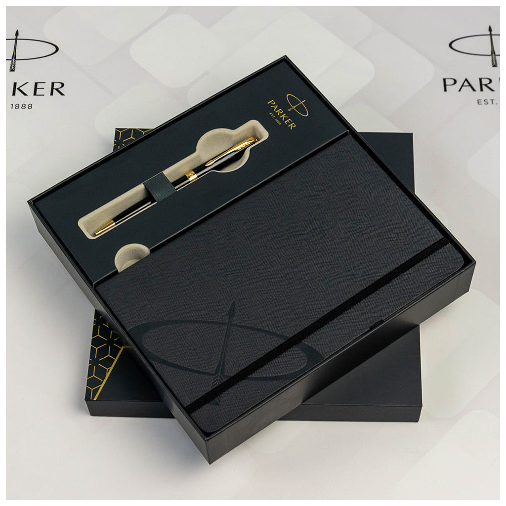 Ручка кулькова Parker SONNET 17 Black Lacquer GT BP + блокнот Parker + подар.упак. GIFT24 (86 032b24) - зображення 5