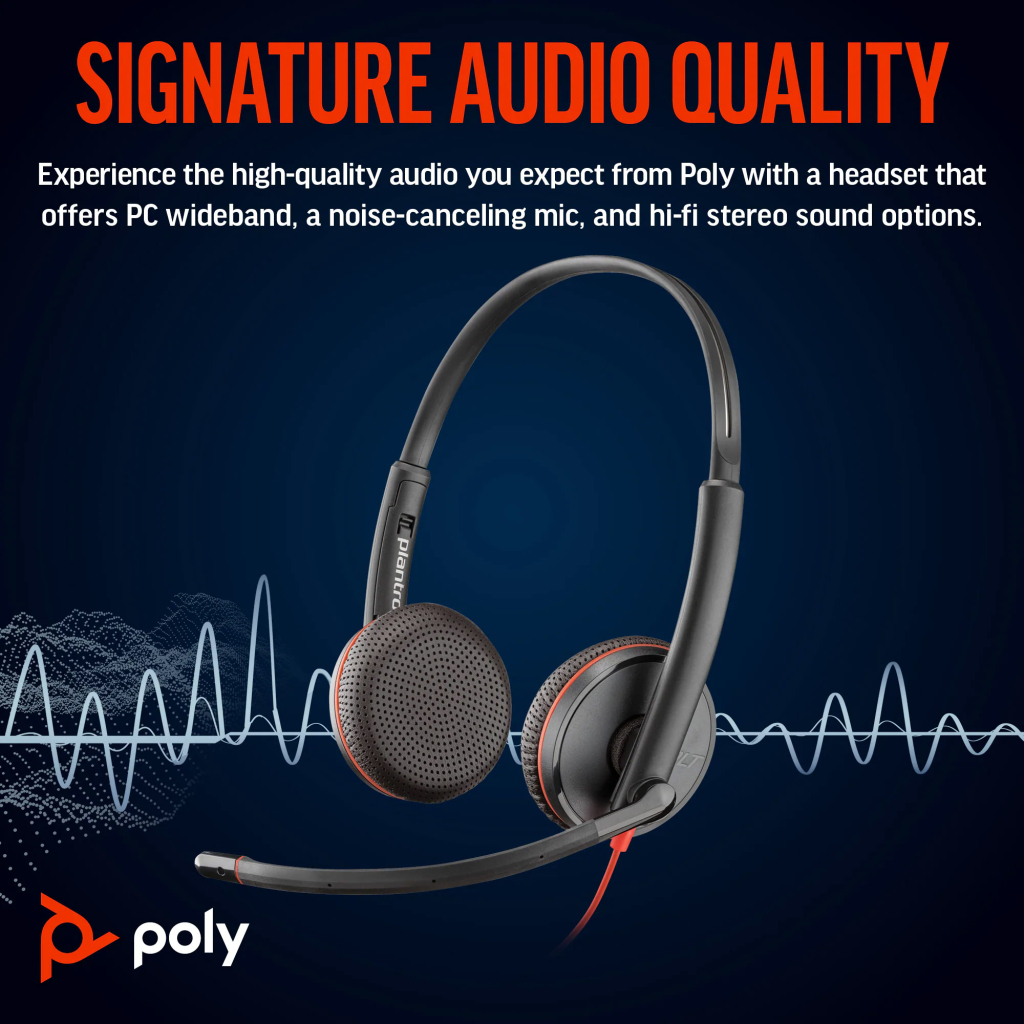 Навушники Poly BlackWire C3225 USB-C HS Stereo +3.5mm Plug +USB-C/A Adapter (Bulk) Black (8X229A6) - зображення 3