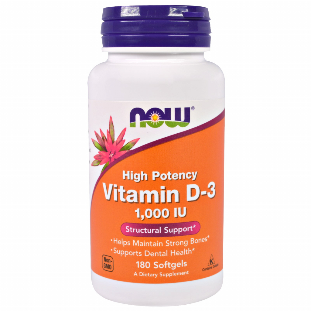 Вітамін Now Foods Вітамін D-3 1000IU, 180 желатинових капсул (NOW-00365) - зображення 1
