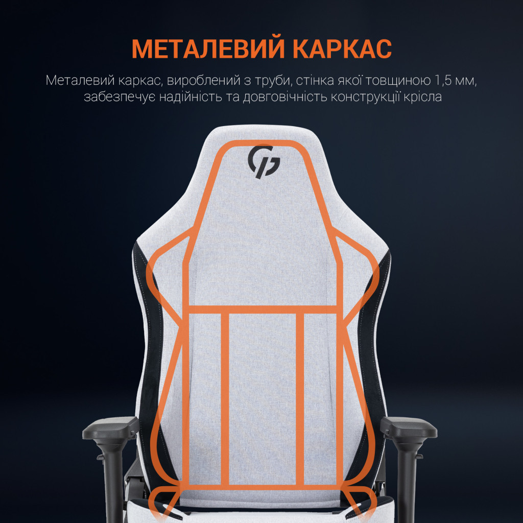 Крісло ігрове GamePro GC715LG Linen fabric Light grey (GC715LG) - зображення 11