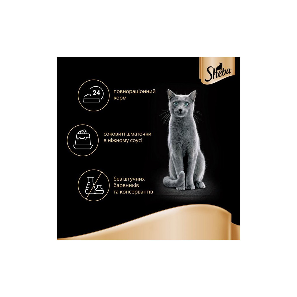 Вологий корм для кішок Sheba cig POU з домашньою птицею в соусі 85 г (4770608257293) - зображення 6