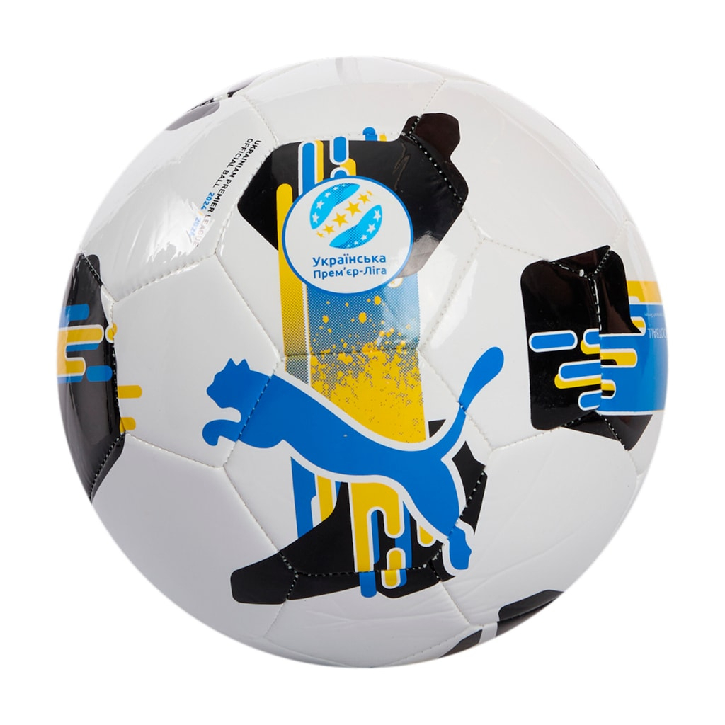 М'яч футбольний Puma Orbita UPL (MS) 084593-01 білий, чорний, жовтий, блакитний 5 (4067982253011) - изображение 2