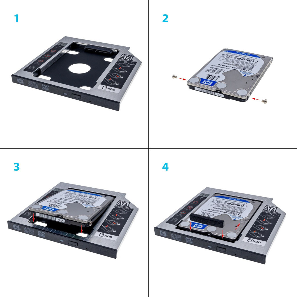Фрейм-перехідник Grand-X HDD 2,5'' SATA2/SATA3 Slim 9,5mm (HDC-24С) - зображення 4