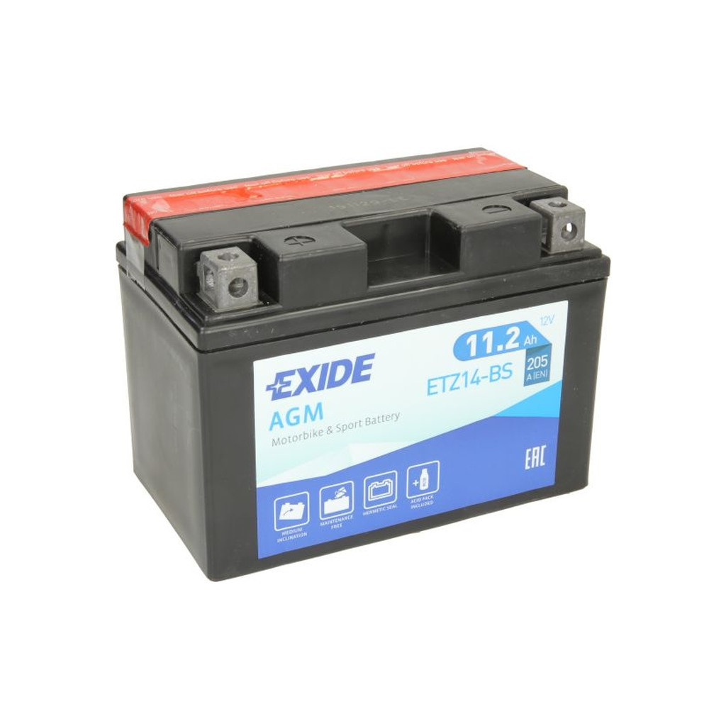 Акумулятор автомобільний EXIDE AGM 11,2Ah (+/-) (205EN) (ETZ14-BS) - зображення 1