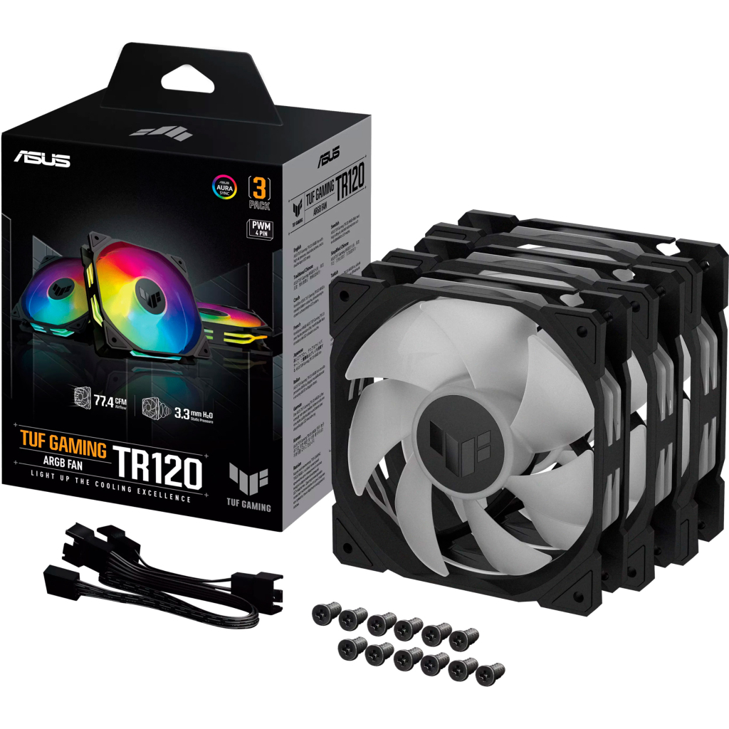 Кулер до корпусу ASUS TUF GAMING TR120 FAN ARGB BLACK 3IN1 (90DA0090-B09020) - изображение 12