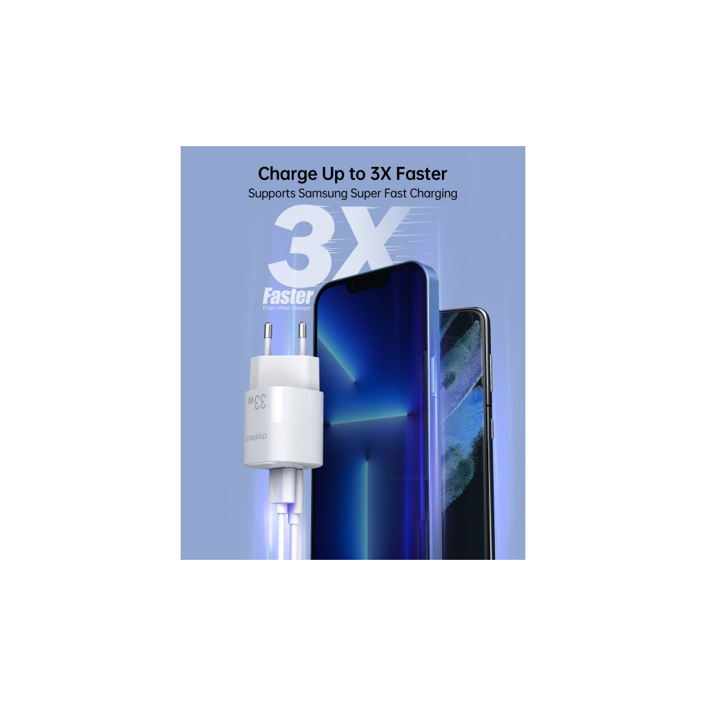 Зарядний пристрій Choetech GaN USB-A/USB-C 33W QC3.0/PD/PPS (PD5006-EU-WH) - зображення 5
