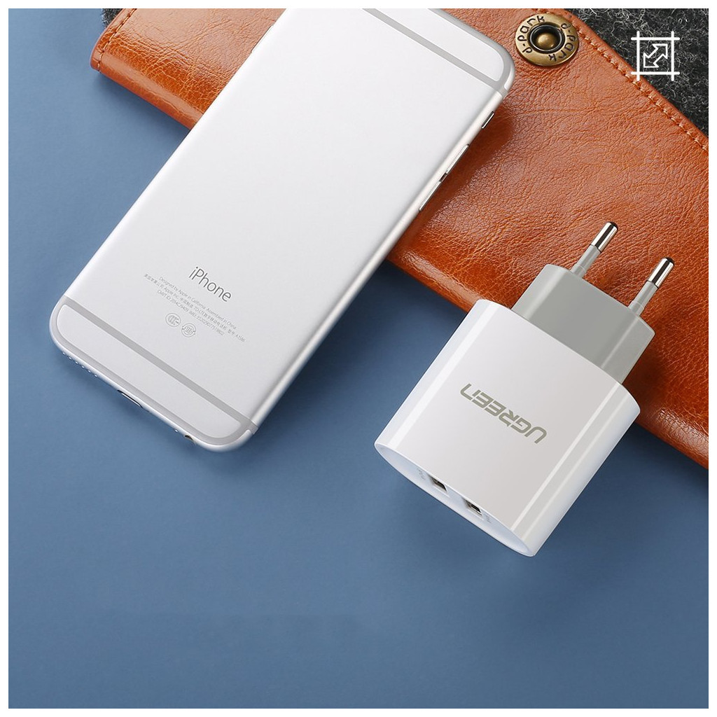 Зарядний пристрій Ugreen CD104 2xUSB 3.4A Charger (White) (20384) - зображення 7