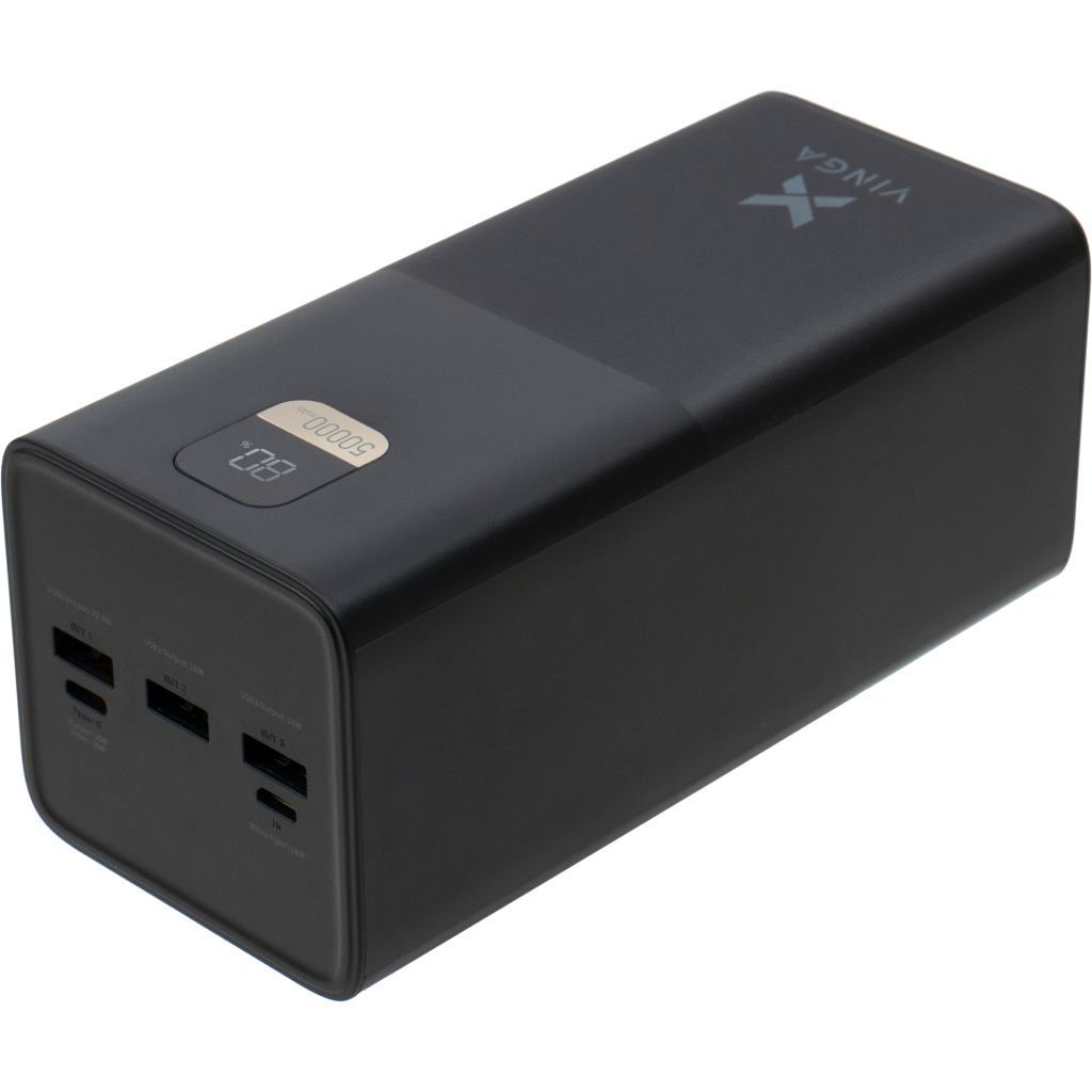 Батарея універсальна Vinga 50000 mAh 22.5W Display Black (VPBB5022) - зображення 7