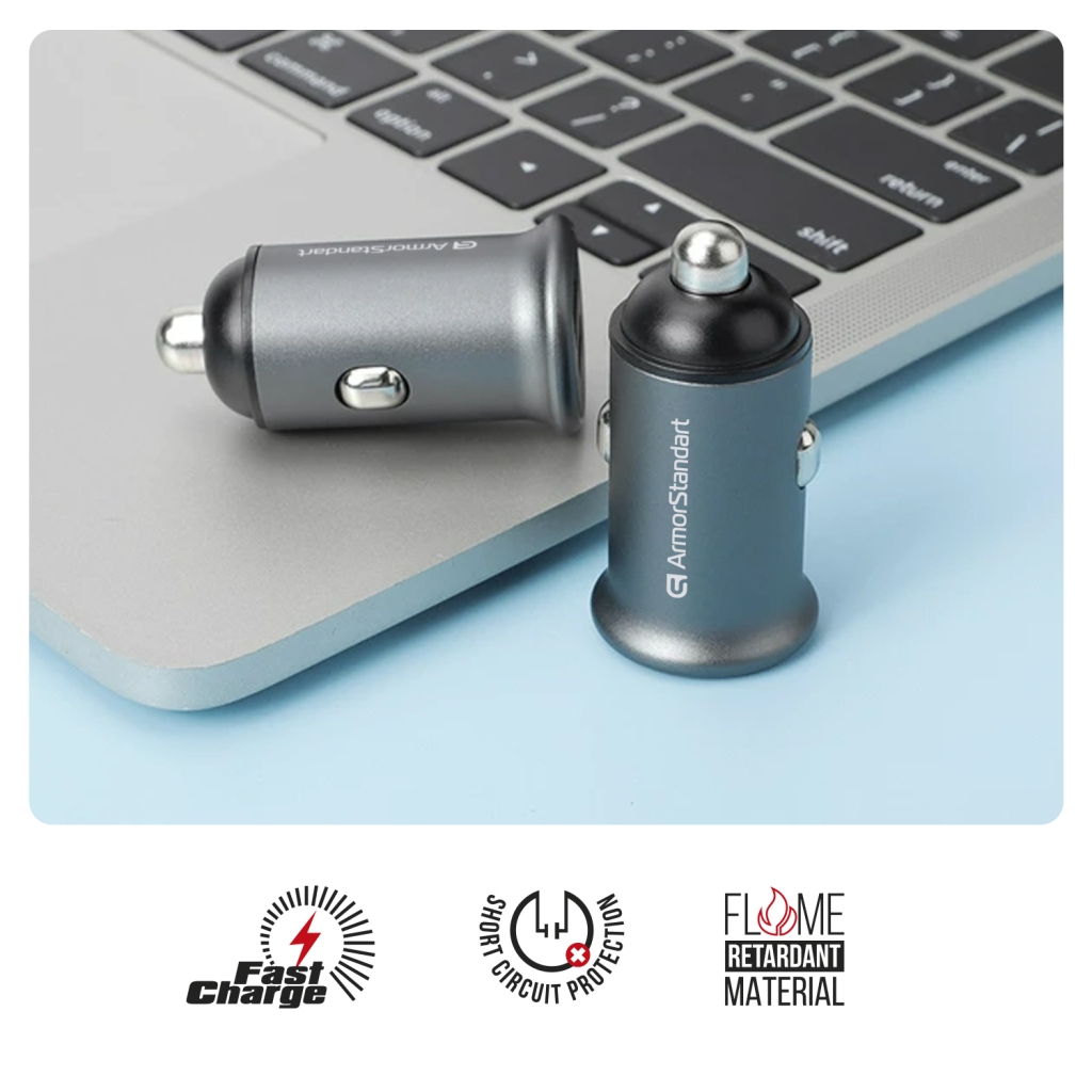 Зарядний пристрій Armorstandart 2xUSB QC3.0 Grey + cable USB-C (ARM82459) - зображення 5