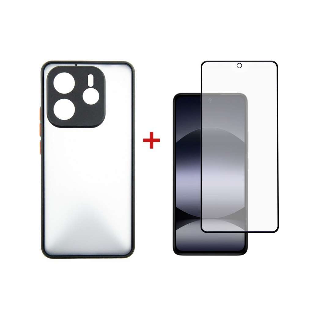 Чохол до мобільного телефона Dengos Kit Xiaomi Redmi Note 14 5G case Matte + glass (Black) (DG-KM-127) - зображення 1